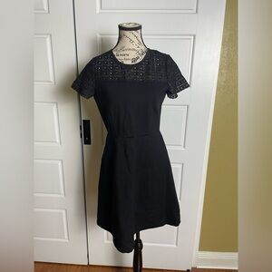 J. Crew Embroidered Short Sleeves Black Dress Size 6